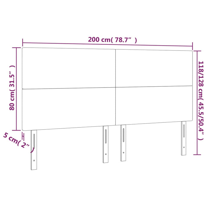 Tăblie de pat cu LED, negru, 200x5x118/128 cm, textil , 6 - homenest.ro