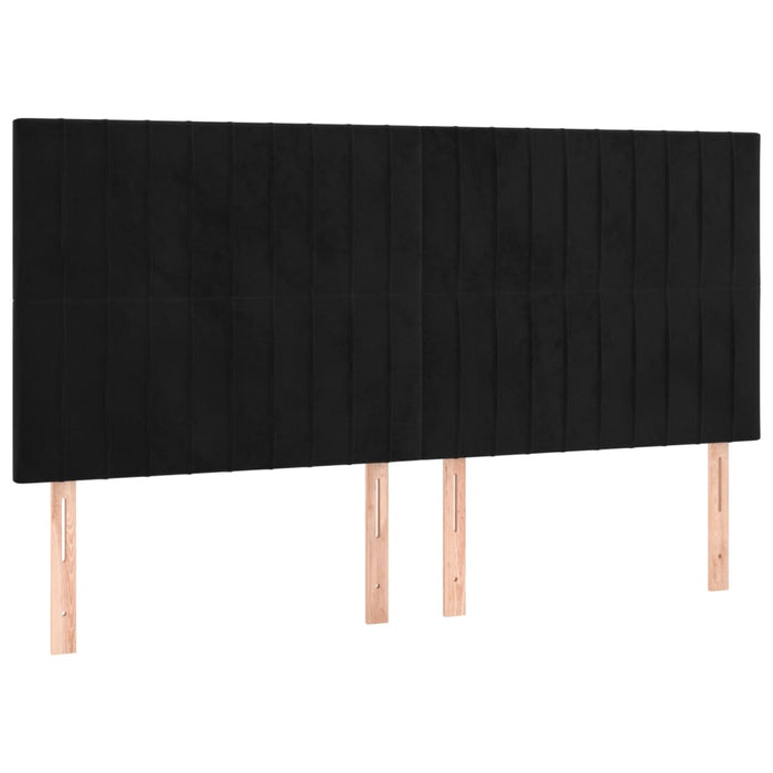 Tăblie de pat cu LED, negru, 200x5x118/128 cm, catifea , 4 - homenest.ro