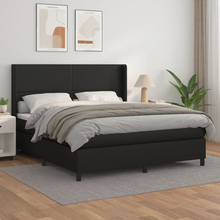 Pat box spring cu saltea, negru, 180x200 cm, piele ecologică , 1 - homenest.ro