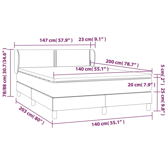 Pat box spring cu saltea, gri închis, 140x200 cm, catifea , 7 - homenest.ro