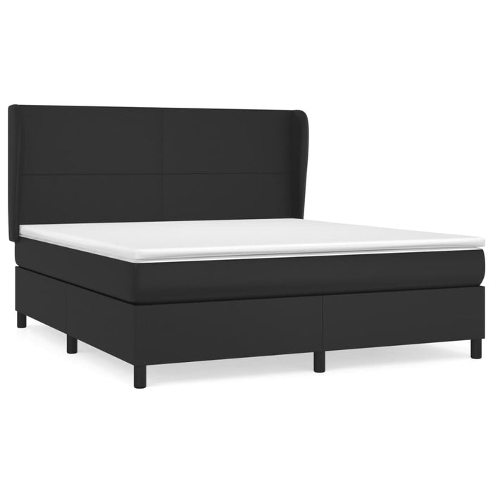 Pat box spring cu saltea, negru, 180x200 cm, piele ecologică , 2 - homenest.ro