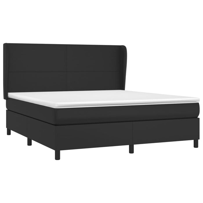 Pat box spring cu saltea, negru, 180x200 cm, piele ecologică , 3 - homenest.ro