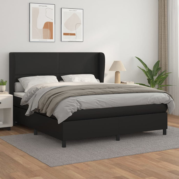 Pat box spring cu saltea, negru, 180x200 cm, piele ecologică , 1 - homenest.ro