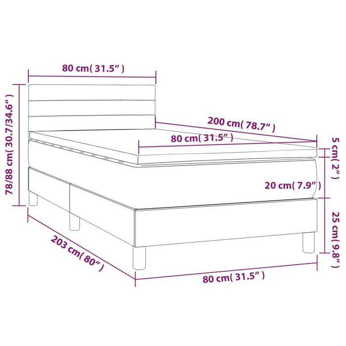 Pat box spring cu saltea, gri deschis, 80x200 cm, textil , 7 - homenest.ro