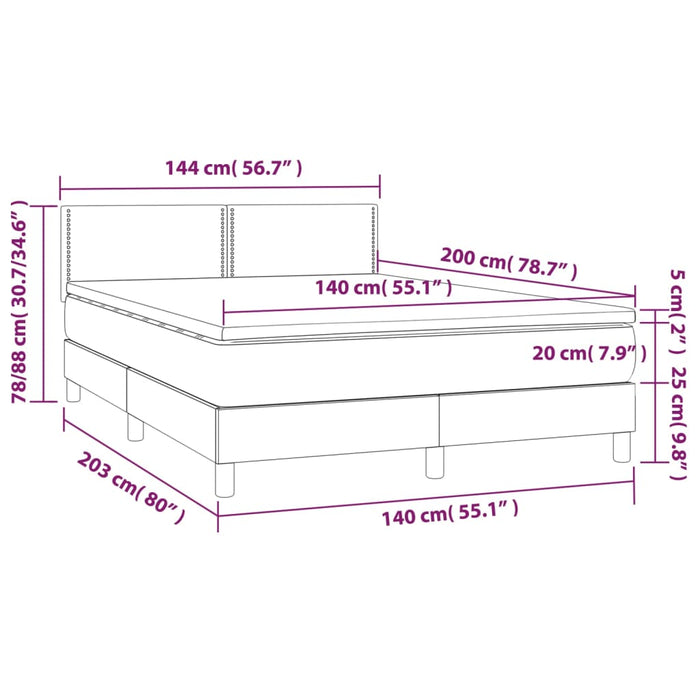 Pat box spring cu saltea, gri închis, 140x200 cm, catifea , 7 - homenest.ro