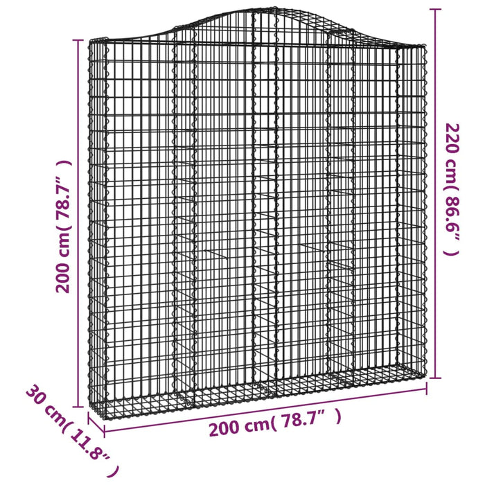 Coș gabion arcuit 200x30x200/220 cm fier galvanizat , 5 - homenest.ro