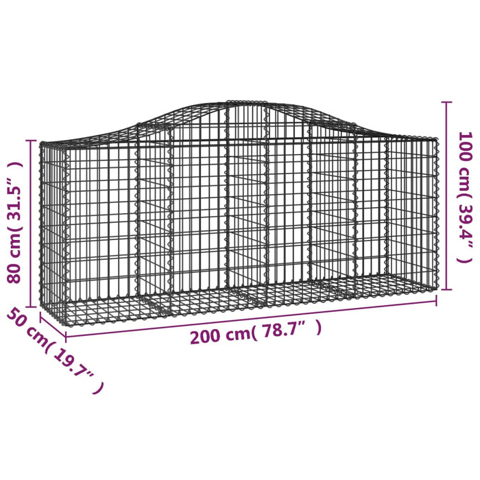 Coș gabion arcuit 200x50x80/100 cm fier galvanizat , 5 - homenest.ro