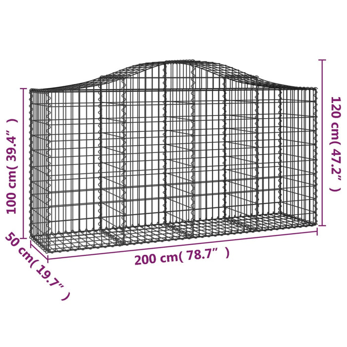 Coș gabion arcuit 200x50x100/120 cm fier galvanizat , 5 - homenest.ro