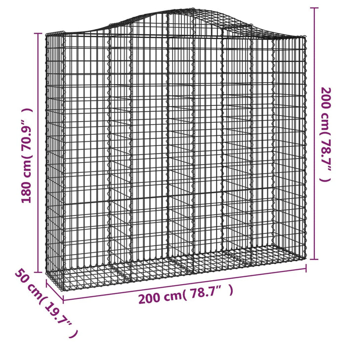 Coș gabion arcuit, 200x50x180/200 cm, fier galvanizat , 5 - homenest.ro