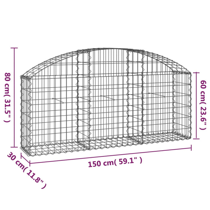 Coș gabion arcuit, 150x30x60/80 cm, fier galvanizat , 5 - homenest.ro