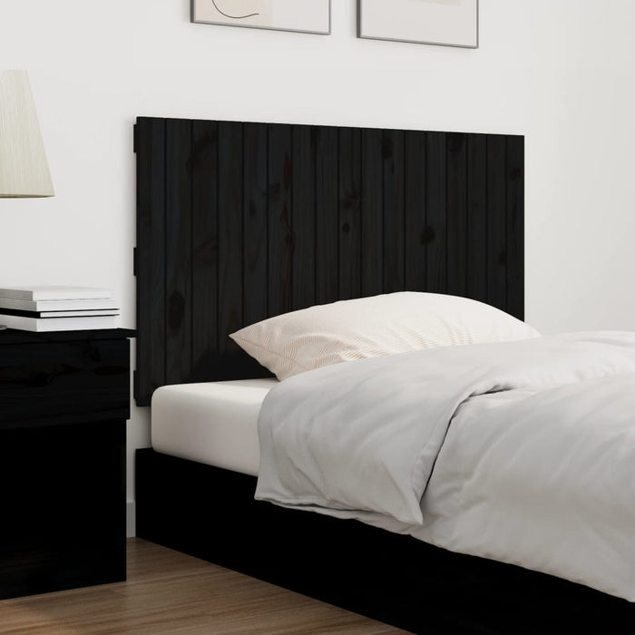 Tăblie de pat pentru perete, negru, 108x3x60 cm, lemn masiv pin , 3 - homenest.ro
