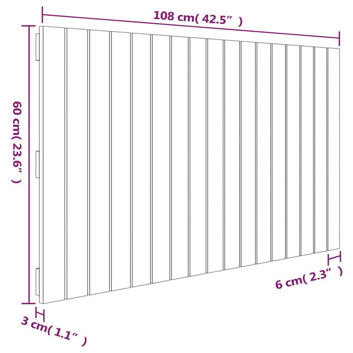Tăblie de pat pentru perete, negru, 108x3x60 cm, lemn masiv pin , 8 - homenest.ro
