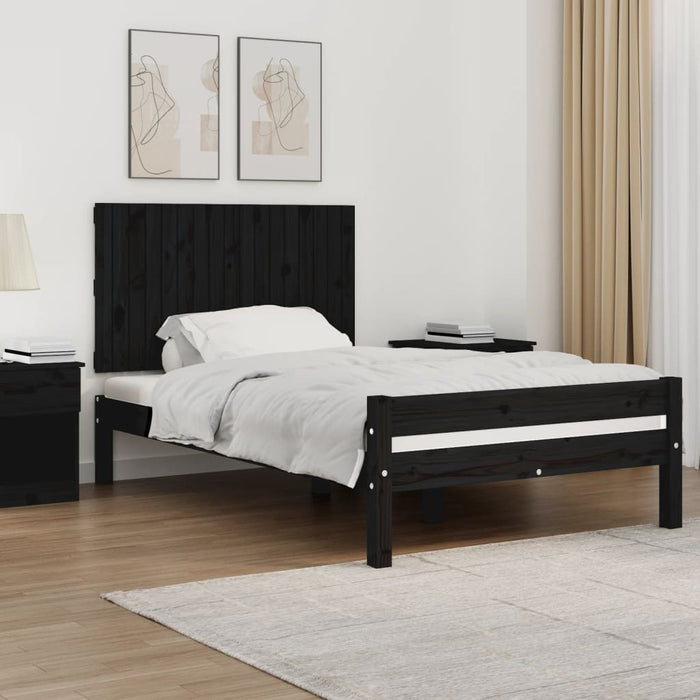 Tăblie de pat pentru perete, negru, 108x3x60 cm, lemn masiv pin , 1 - homenest.ro