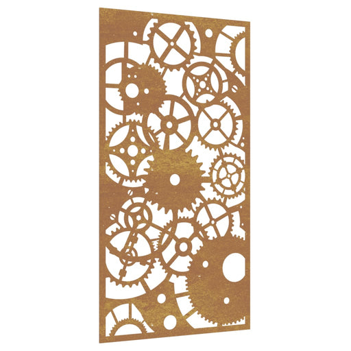 Decor perete grădină 105x55 cm design roți zimțare oțel Corten , 2 - homenest.ro