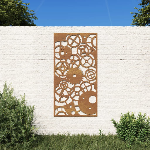 Decor perete grădină 105x55 cm design roți zimțare oțel Corten , 1 - homenest.ro