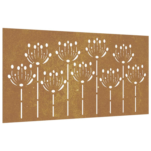 Decorație perete de grădină 105x55 cm design flori oțel Corten , 2 - homenest.ro