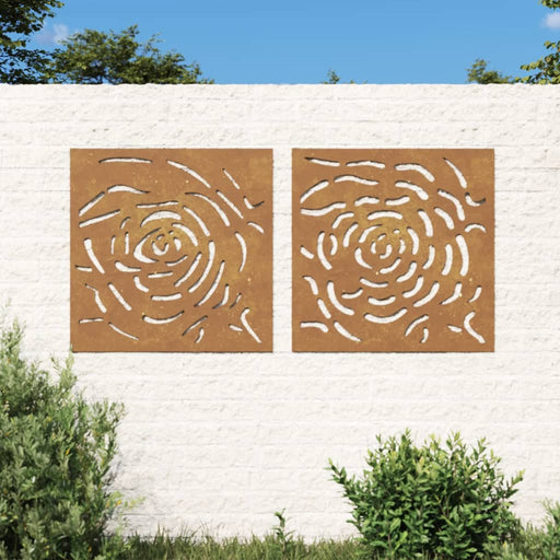 Decor de perete 2 buc. 55x55 cm model trandafiri oțel Corten , 1 - homenest.ro