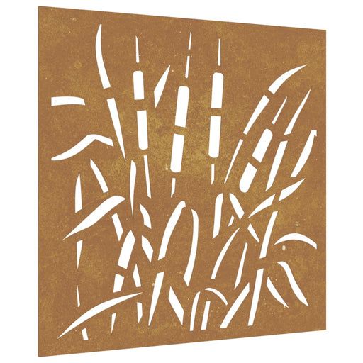 Decor perete de grădină 55x55 cm, design iarba , oțel Corten , 2 - homenest.ro