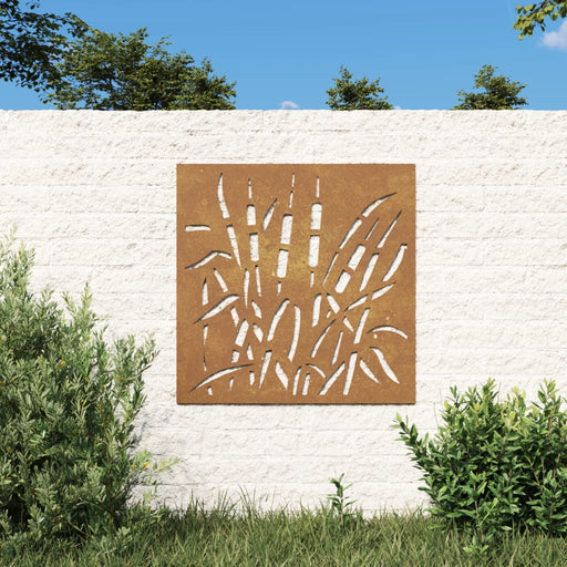 Decor perete de grădină 55x55 cm, design iarba , oțel Corten , 1 - homenest.ro