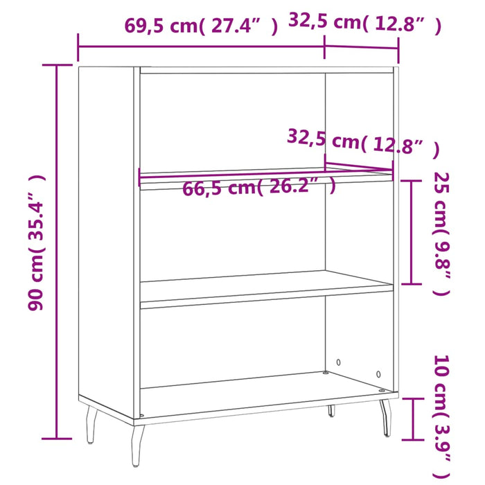 Dulap cu rafturi, negru, 69,5x32,5x90 cm, lemn compozit , 9 - homenest.ro