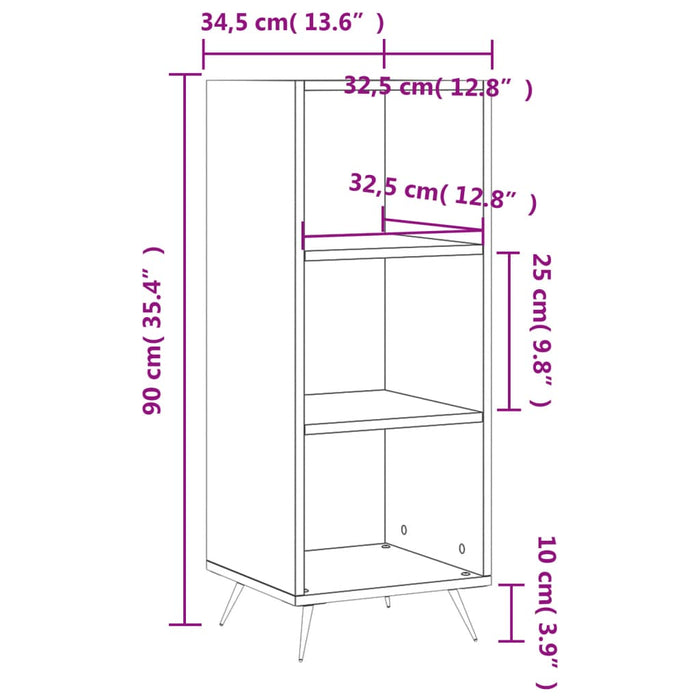 Dulap cu rafturi, gri beton, 34,5x32,5x90 cm, lemn compozit , 9 - homenest.ro