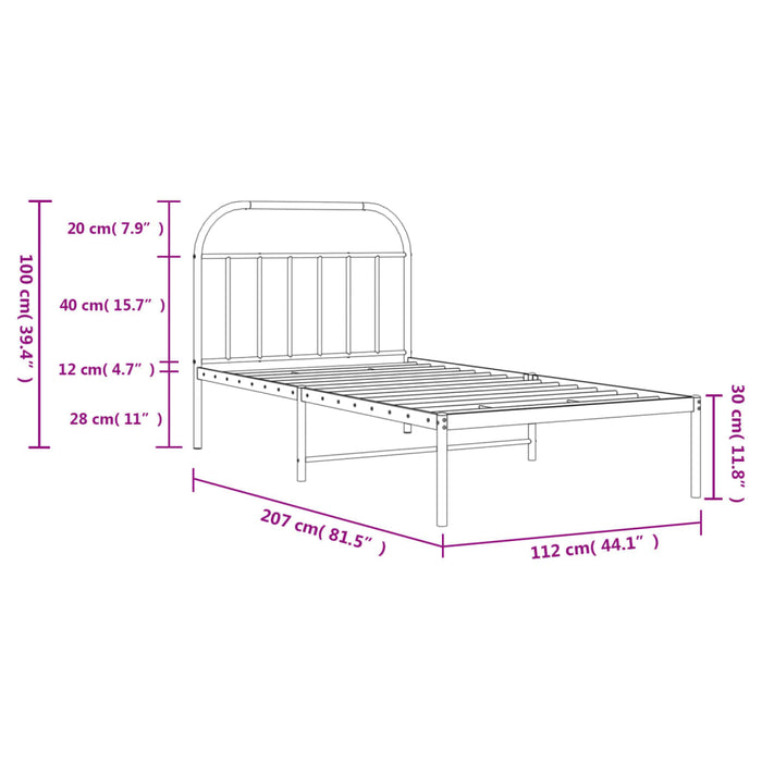 Cadru de pat din metal cu tăblie, negru, 107x203 cm , 10 - homenest.ro