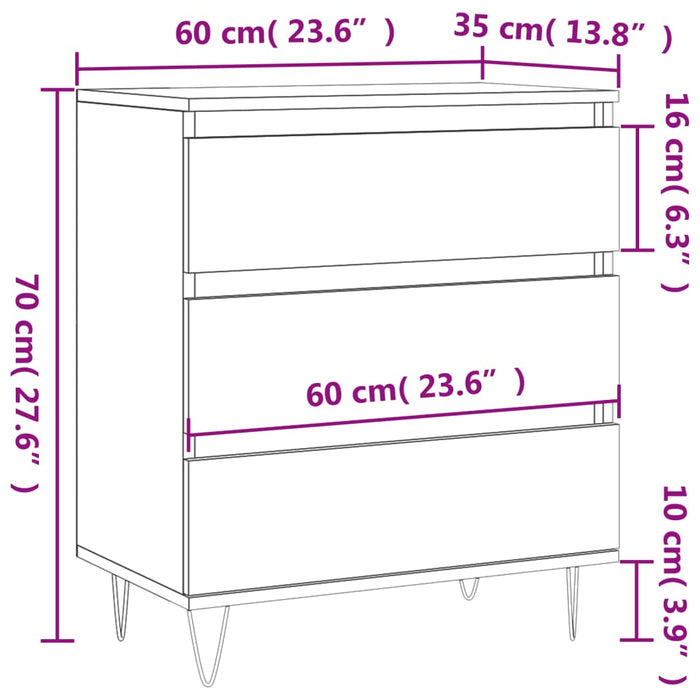 Servantă, gri beton, 60x35x70 cm, lemn prelucrat