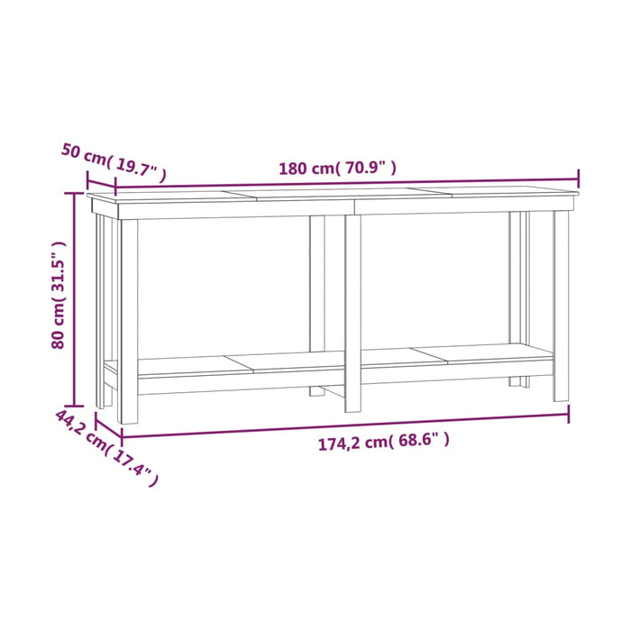 Banc de lucru, gri, 180x50x80 cm, lemn masiv pin , 8 - homenest.ro