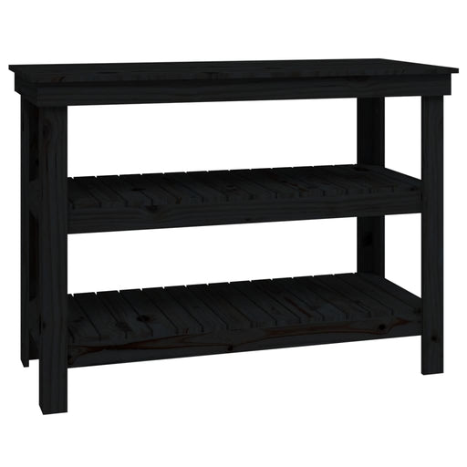 Banc de lucru, negru, 110,5x50x80 cm, lemn masiv pin , 2 - homenest.ro