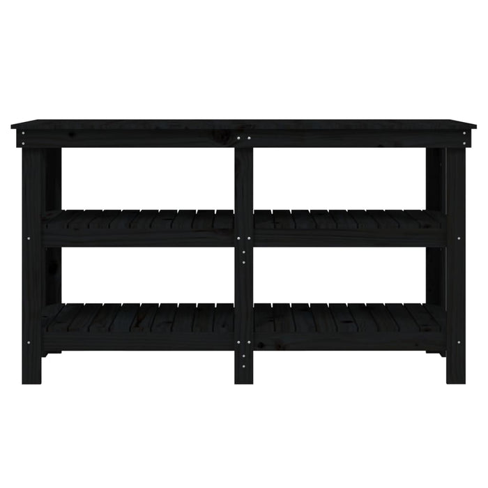 Banc de lucru, negru, 142,5x50x80 cm, lemn masiv pin , 5 - homenest.ro