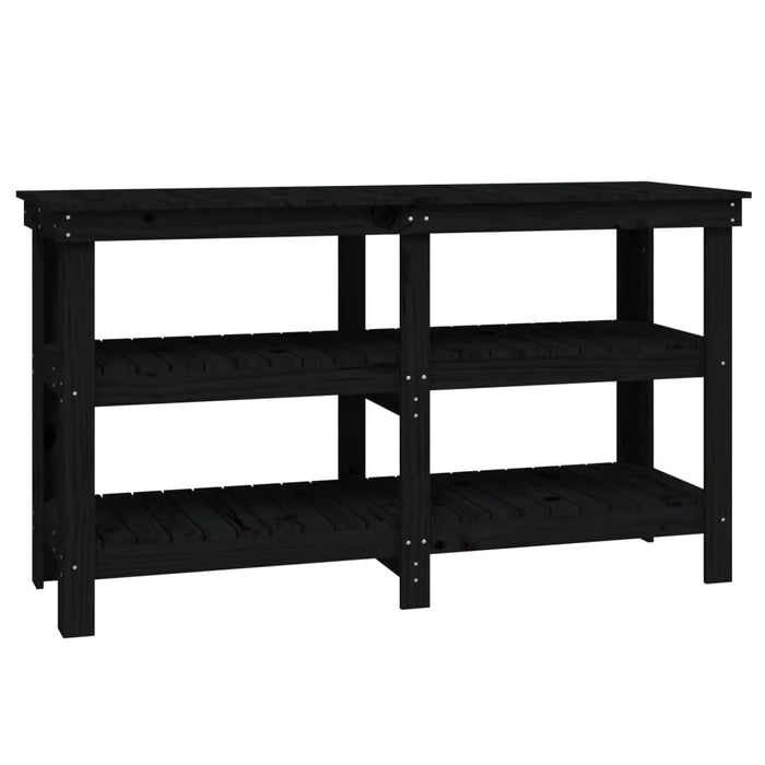 Banc de lucru, negru, 142,5x50x80 cm, lemn masiv pin , 2 - homenest.ro